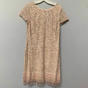 db | studio - Champange Sequin & Fringe Dress - Size 16 (fits like 12/14) - NWOT